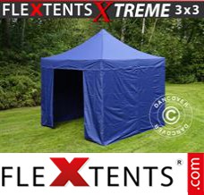 Reklamtält FleXtents Xtreme 3x3m Mörkblå, inkl. 4 sidor